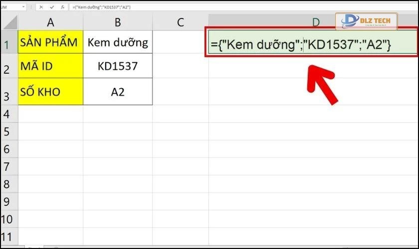 Sử dụng hàm TRANSPOSE để lấy các ô trước