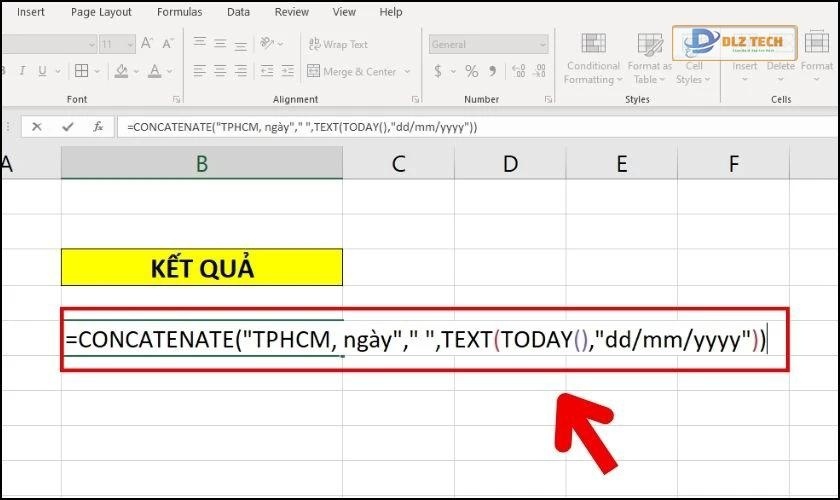Hướng dẫn dùng hàm CONCATENATE để nối số, ngày, tháng