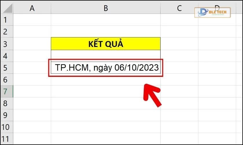 Kết quả sau khi nối số, ngày, tháng