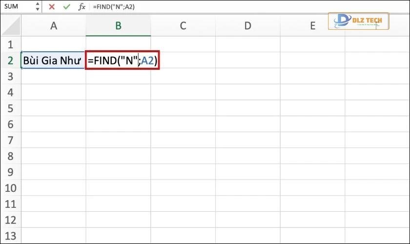 cách áp dụng hàm find trong excel
