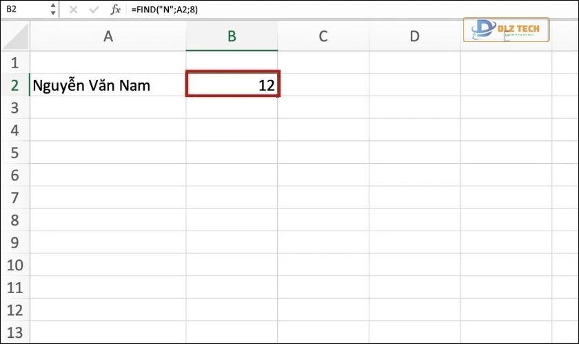 áp dụng hàm find trong excel để tìm kiếm vị trí