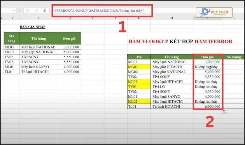 Kết quả sau nhập hàm IFERROR