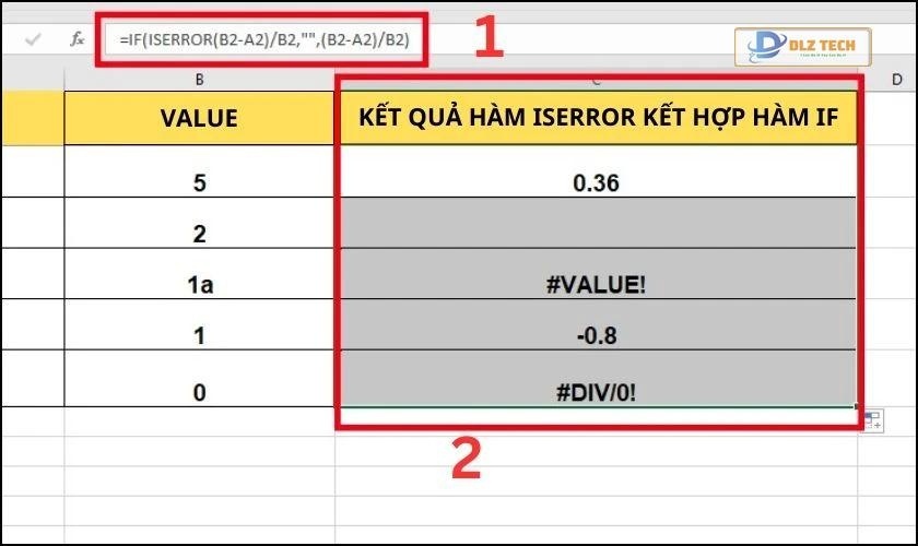 Kết hợp hàm IFERROR với hàm IF