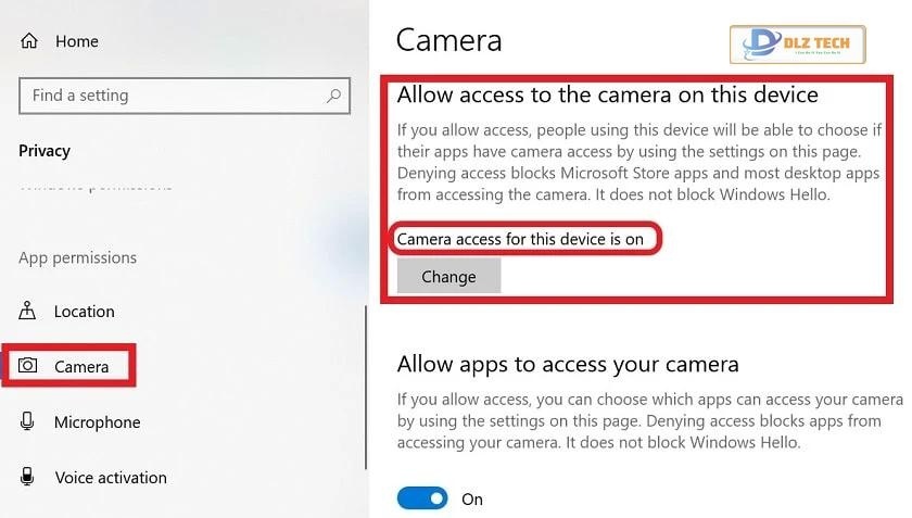 Kiểm tra lại quyền truy cập camera