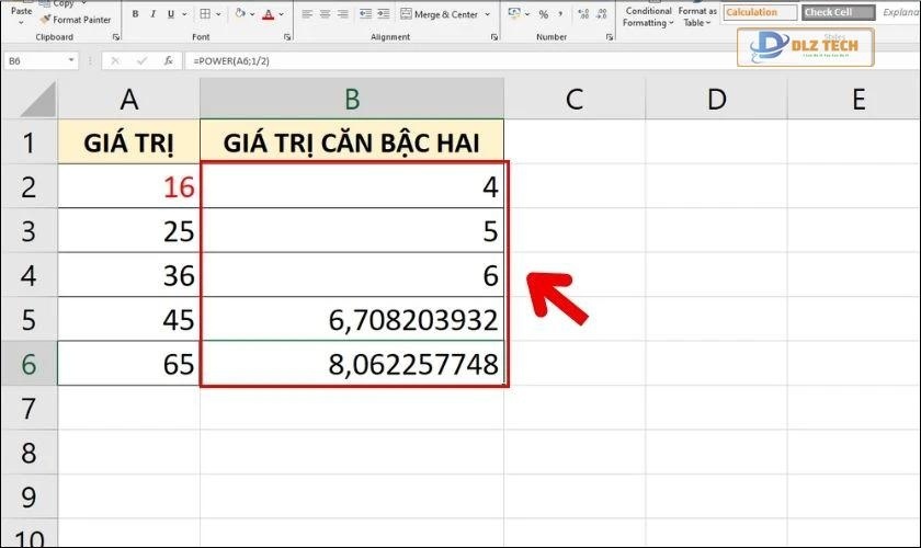 Tính giá trị bậc 2, bậc 3 bằng hàm Power
