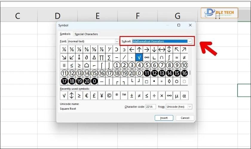 Bảng danh sách các biểu tượng trong Excel