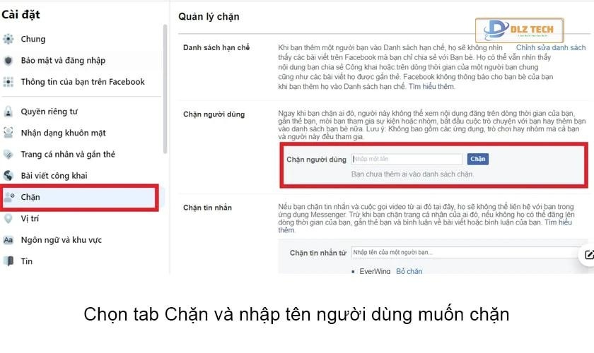 Chặn bạn bè trên facebook bằng trang web
