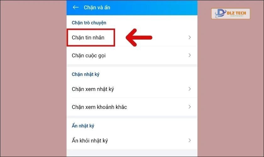 Chọn Chặn tin nhắn