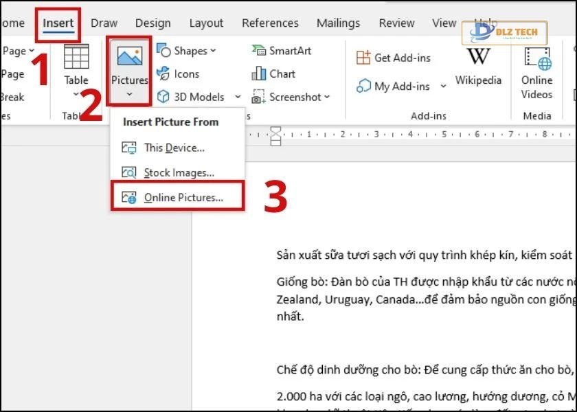cách chèn ảnh online trên word