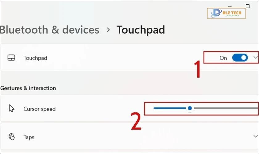 Điều chỉnh độ nhạy Touchpad