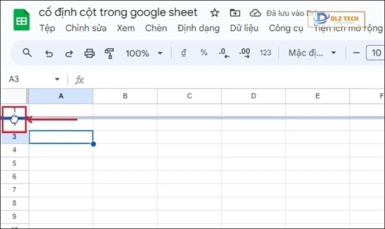 Kéo xuống hàng bạn muốn cố định