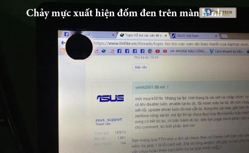 Màn hình laptop bị chảy mực