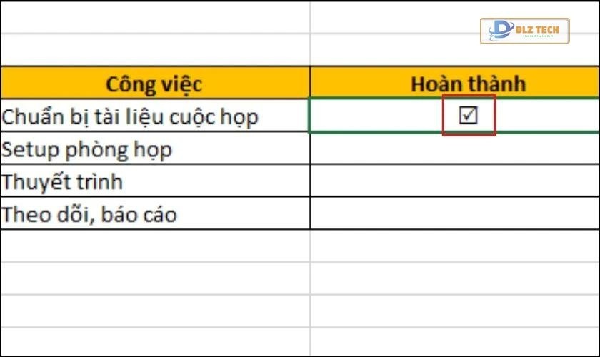 Cách tạo ô vuông có dấu tích trong Excel thủ công