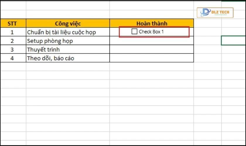 Chọn vào ô check box