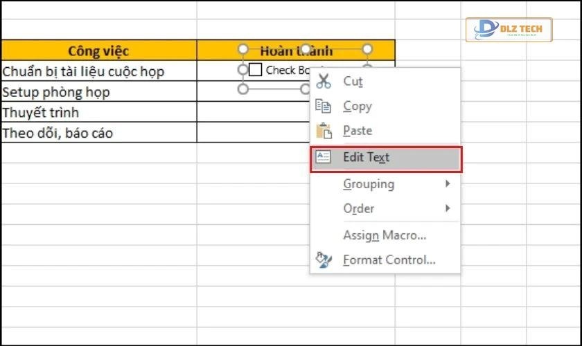 Chọn edit Text nếu muốn chỉnh sửa