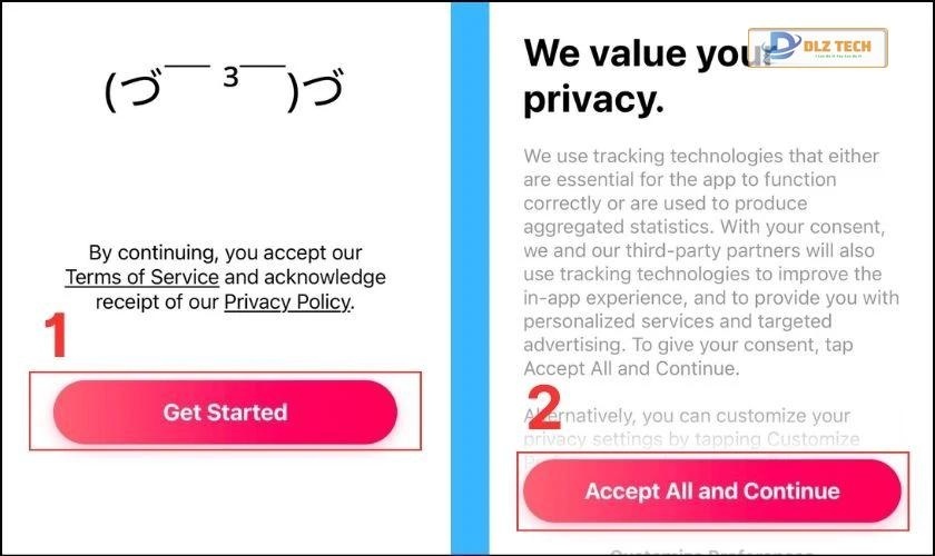 Nhấn chọn Get Started và chọn Accept All and Continue