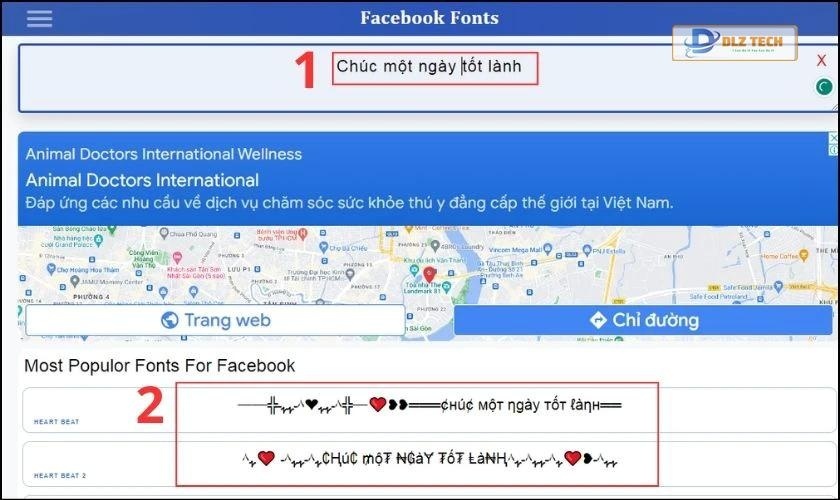 Nhập nội dung muốn đăng trên Facebook và chọn font chữ