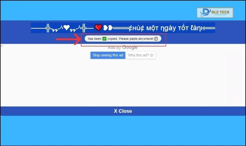 Web sẽ tự động copy font chữ đó