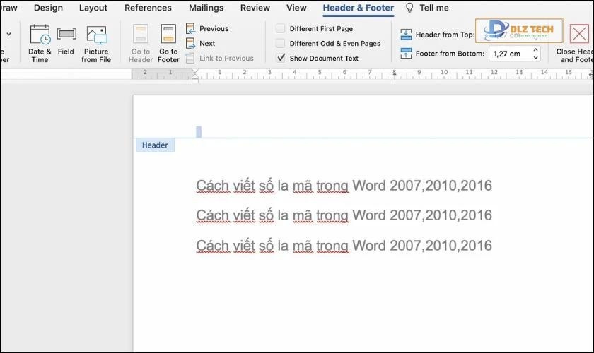 Cách đánh số trang la mã trong Word 2010, 2016