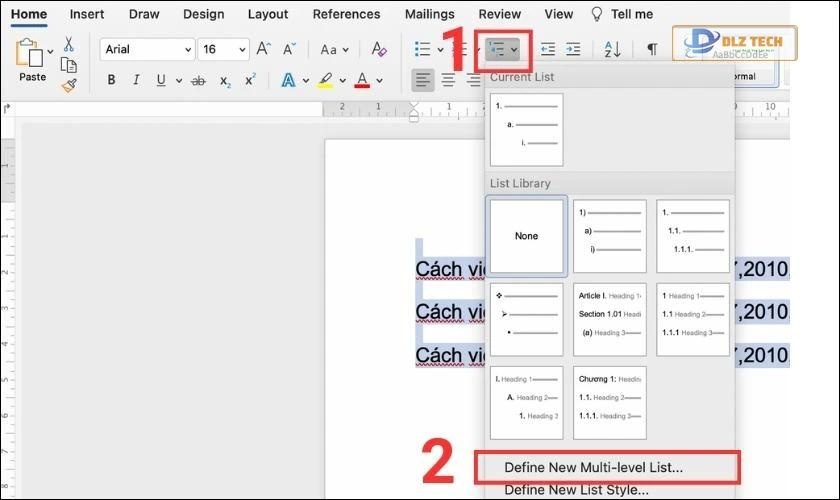 Hướng dẫn sử dụng định dạng đa cấp