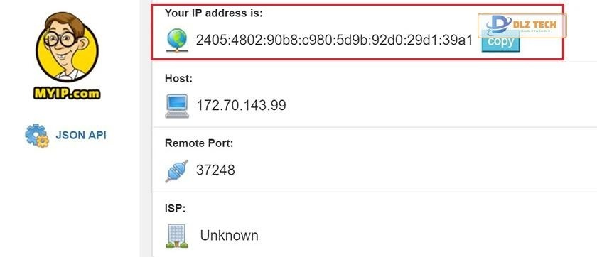 Check kiểm tra IP qua website MyIP.com