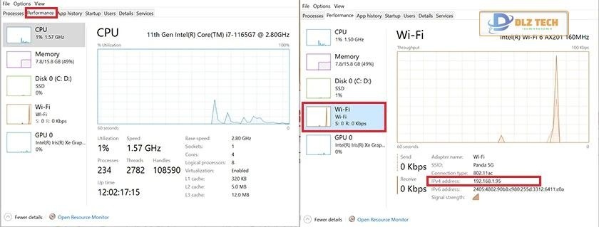 Check địa chỉ IP bằng Task Manager