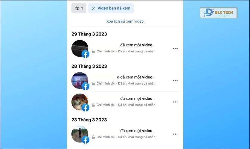 video đã xem trên facebook watch đã hiện ra