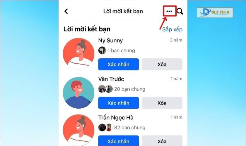 Vào biểu tượng 3 chấm