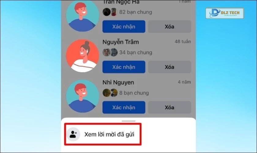 Chọn Xem lời mời đã gửi