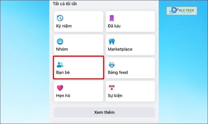Chọn vào mục Bạn bè