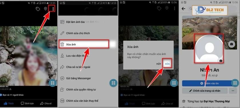 Cách xóa ảnh đại diện facebook trên điện thoại