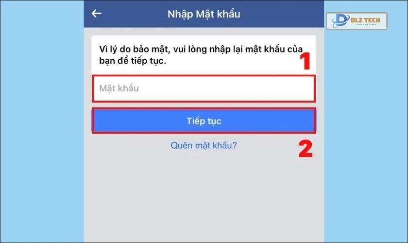 Nhập mật khẩu Facebook