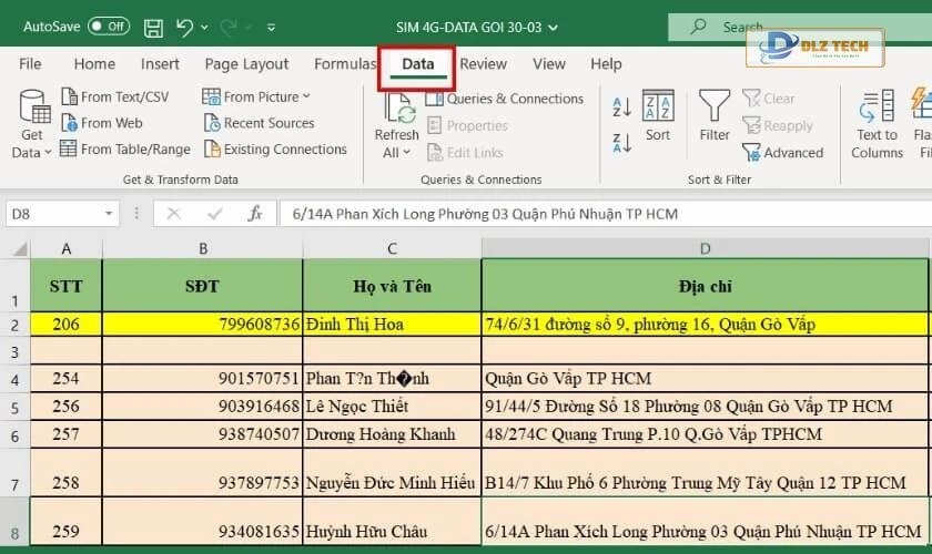 cách xóa dòng trống trong excel bằng bộ lọc