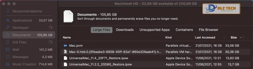 Xóa file dung lượng lớn trên Mac OS