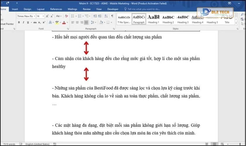 cách xóa dòng trống trong word