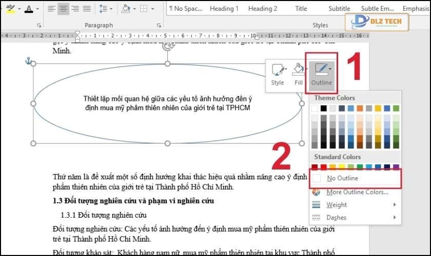 Chọn No Outline để xóa viền