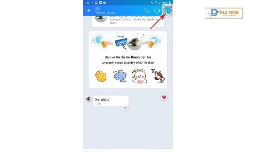 Vào biểu tượng ba chấm