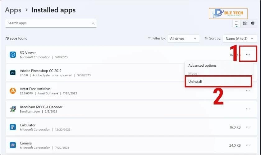 Chọn ứng dụng muốn xóa trên máy tính và bấm Uninstall