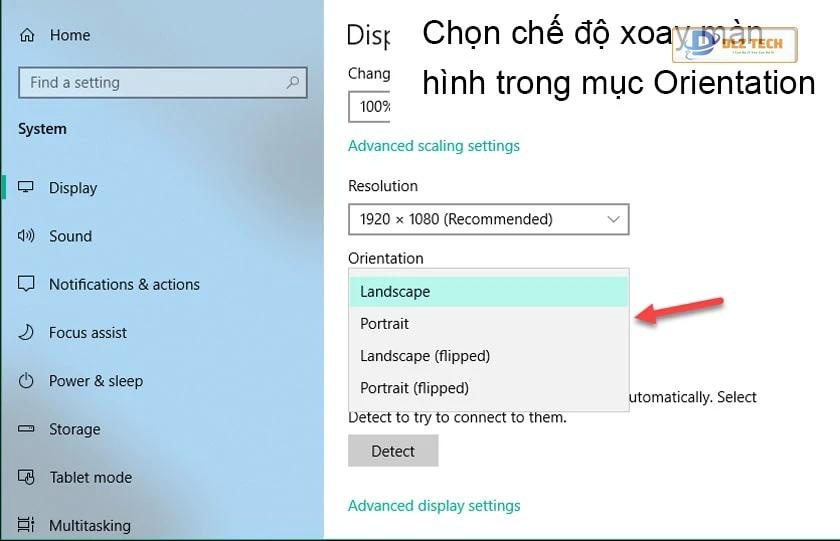 Chọn Orientation