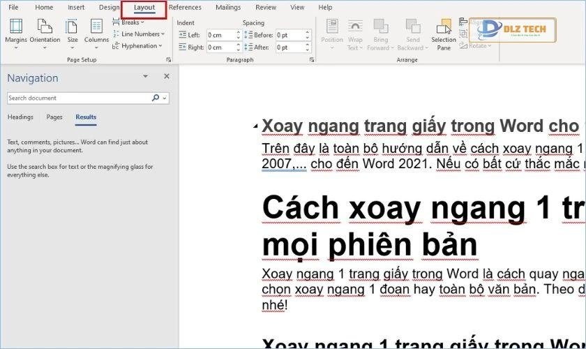 cách quay ngang toàn bộ trang giấy trong word