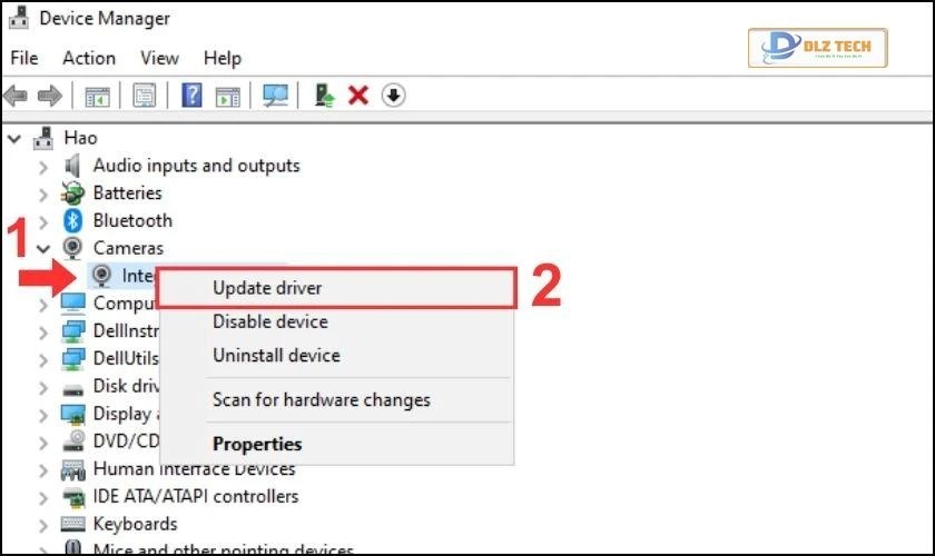 Cập nhật driver webcam