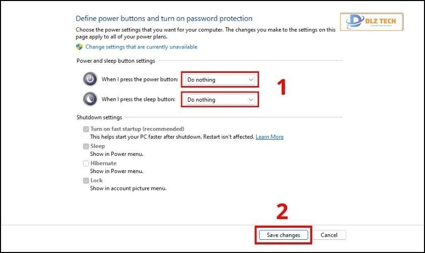 Bấm chọn Save changes để hoàn tất