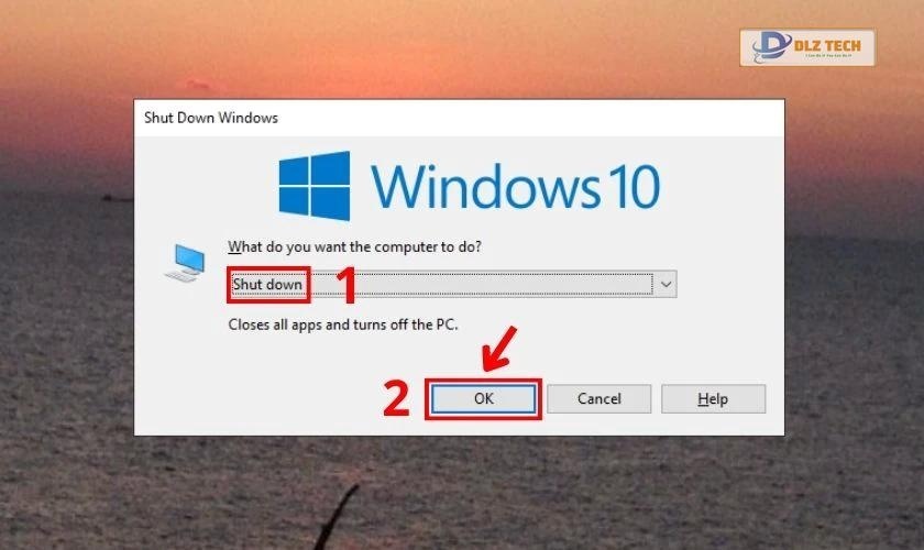 Chọn Shut down rồi tiếp tục chọn vào Ok hoặc nhấn Enter để hoàn tất việc tắt máy tính