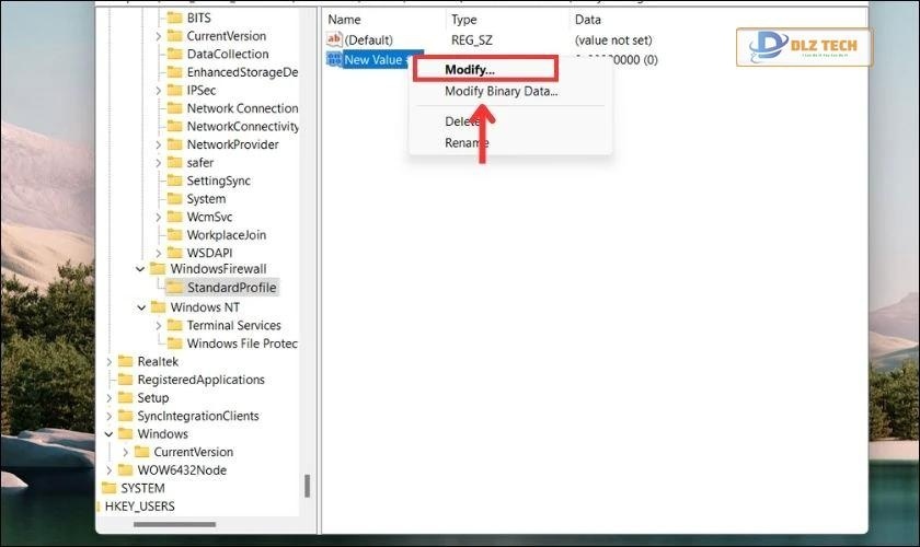 Thực hiện chọn vào Modify để tắt tường lửa trên Win 11