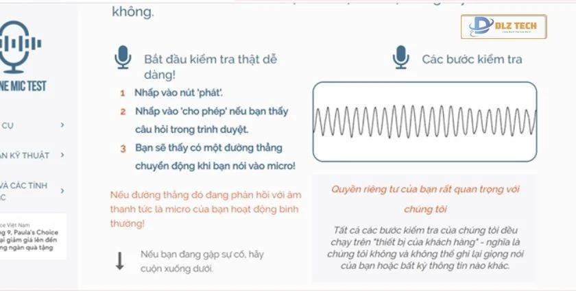 Nói rõ vào mic để kiểm tra