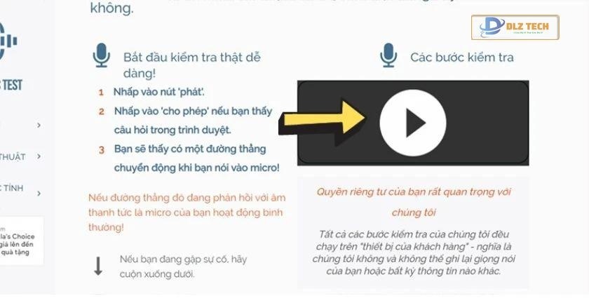 Nhấn Play để test mic