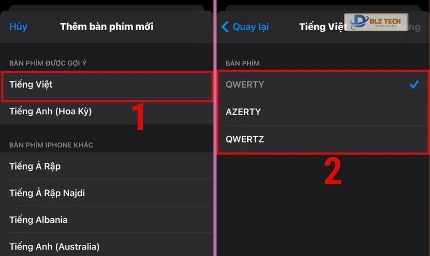 Chọn kiểu bố cục bàn phím