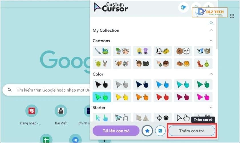 thêm con trỏ trên trình duyệt chrome