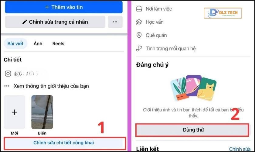 Chỉnh sửa chi tiết công khai và chọn Dùng thử