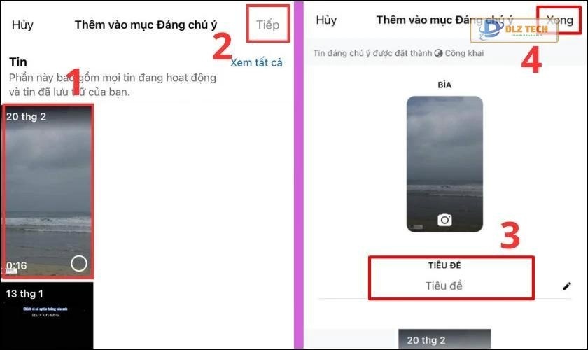 Tích vào các tin và bấm 'Tiếp'